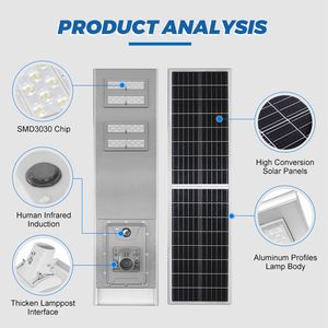 Lampione Stradale <span class=keywords><strong>Solare</strong></span> NanDe Ecologico <span class=keywords><strong>a</strong></span> Risparmio Energetico 80W Tutto in Uno <span class=keywords><strong>LED</strong></span> <span class=keywords><strong>per</strong></span> <span class=keywords><strong>Esterni</strong></span> - Product Image 2