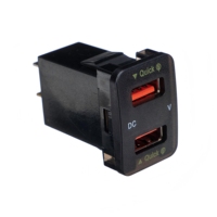 Adaptateur de chargeur de voiture double USB QC avec voltmètre 12-24V LED, accessoires de voiture 33mm*23mm
