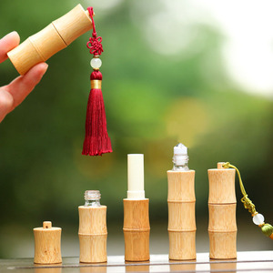 Phong Cách Mới Tre Cuộn Trên Khử Mùi Chai 10Ml Thủy Tinh Tinh Dầu Con Lăn Chai Màu Hổ Phách Nước Hoa Chai Với Nắp Tre - Product Image 5