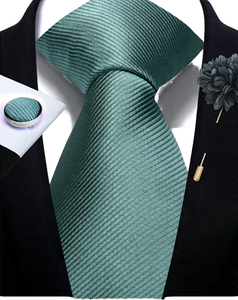 Ensemble cravate, boutons de manchette et épingle à revers Exve Exclusive, marque propre, étiquette personnalisée, respirant, classique, marron, polyester, uni, pour homme - Product Image 1