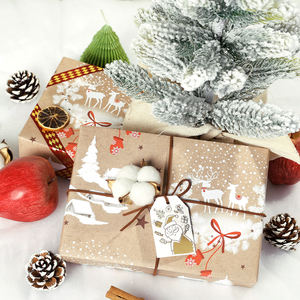 Wholesale 80g Christmas Kraft <b>Wrapping</b> <b>Paper</b> Roll Silver Blue <b>Yellow</b> Gift Tissue 43x300cm Custom Packaging - Product Image 2