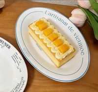 Assiette ovale en céramique de style coréen, design moderne et minimaliste, compatible micro-ondes, pour pâtes/desserts, usage domestique