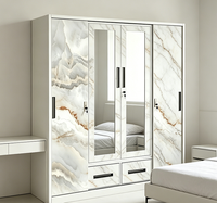 Armoire moderne en acier, écologique, avec portes coulissantes, simple, avec miroir, pour chambre à coucher