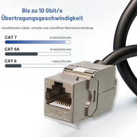 Module Ethernet RJ45 Cat7 Keystone Jack 10 Gbit/s 600 MHz sans outil, blindé STP FTP, en alliage de zinc, pour plaque murale métallique