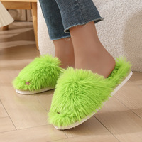 Nouvelles Pantoufles d'Intérieur d'Été Mode Femme à Bout Ouvert 2024, en Peluche Chaude et Moelleuse, Antidérapantes pour Automne Hiver