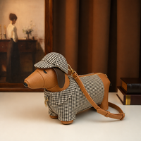 Sac à main de luxe créatif en forme de chien Teckel pour femme, sac à bandoulière 3D en forme d'animal avec poignée supérieure en sherpa