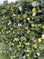 S074 matériaux de décoration de fête fond de mur de fleurs 8ft x 8ft murs d'herbe verte goutte arrière feuilles vertes panneau mur de fleurs de citron