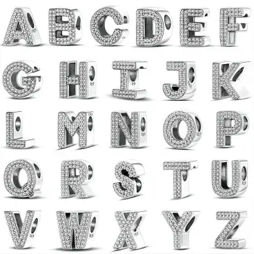 925 Sterling-Silberbuchstaben Vintage A bis Z 26 Charm Perlenbuchstaben geeignet für Charme-Armbänder DIY damen exquisiter Schmuck
