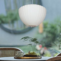 Lampe à suspension minimaliste moderne en soie blanche Wabi Sabi Éclairage décoratif d'intérieur pour bar Style nordique avec matériau en fer