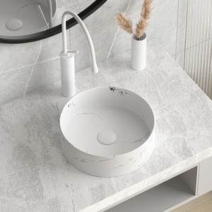 <b>Round</b> Countertop <b>Basin</b> Ceramic Single Hole Easy Cleaning Bathroom Sink - Product Image 2
