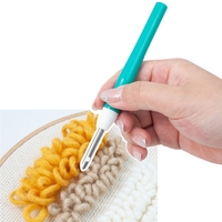 Aiguille à broder réglable en plastique, couleur verte, outil de crochet pour tapis