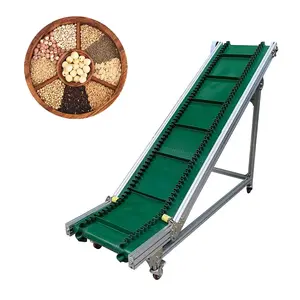 Mobile Z Type PVC Corrugated Side Walled Inclined Cleated Belt Conveyor With Hopper