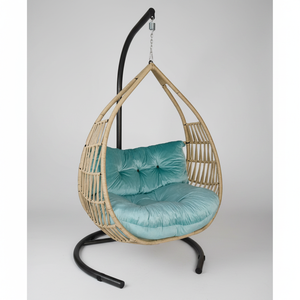Modern Exterior Wood Outdoor Furniture & Indoor Hotel Use Patio Hanging <b>Egg</b> Swing Chair with Metal Stand Kugu - Product Image 2