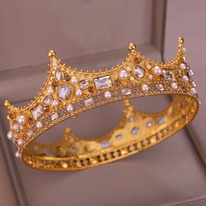NCA-03 Diademi E <span class=keywords><strong>Corone</strong></span> <span class=keywords><strong>Da</strong></span> Sposa Accessori per Capelli <span class=keywords><strong>Da</strong></span> Sposa Gioielli di Perle di Cristallo Corona Full Circle Vintage <span class=keywords><strong>Re</strong></span> Tiara - Product Image 1