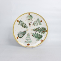 Service de vaisselle en céramique pour Noël, ensemble de tasses et assiettes peintes à la main en aquarelle, vaisselle de Noël pour la fête de Noël