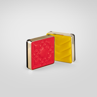Surface carrée en cuir avec étui compact à motifs, plateau de crème en poudre, étui de fond de teint en plastique