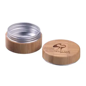 10g bamboo packaging unique wooden jar with bamboo lid cosmetic cream aluminum jars tin container