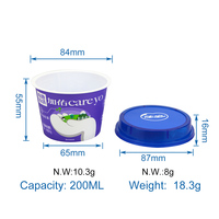 135g Logo personnalisé en plastique IML Gelato tasse ronde 200ml jetable PP yaourt emballage conteneur alimentaire pouding avoine tasse