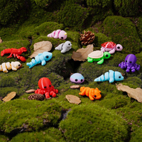 Figurines articulées de créatures marines mignonnes imprimées en 3D pour micro-paysages DIY