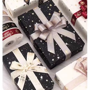 2.5 सेमी * 50y हैप्पी बर्थडे डे पॉलिएस्टर रिबन रोल हॉट स्टैम्पिंग पैटर्न फूल उपहार की दुकान के लिए मुद्रित रिबन - Product Image 5