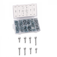 Kit de vis autoperceuses à tête hexagonale 200 pièces # 8 18 # 10 16 Fixations auto-perceuses pour l'installation de matériaux métalliques dans la construction