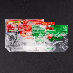 透明な通気穴スライドシール果物野菜包装チェリーを保管するためのプラスチック製の再閉可能なグレープバッグレタスグリーンプラム