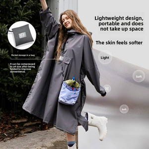 Imperméable à capuche imperméable et poche, imperméable pour <span class=keywords><strong>femme</strong></span>, randonnée en plein air, camping, équipement de pluie léger, coupe-vent et durable - Product Image 3