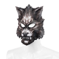 Masque imprimé loup animal en EVA pour fête d'Halloween, carnaval, maquillage, mascarade, demi-visage, pour le commerce extérieur transfrontalier et la livraison immédiate