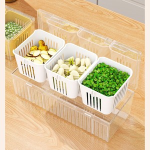 Boîte de rangement de bureau 3 en 1, étagère à épices de cuisine, récipient pour réfrigérateur avec couvercle pour le stockage des oignons verts, du gingembre et de l'ail - Product Image 4