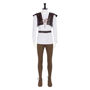 Disfraz <span class=keywords><strong>de</strong></span> Cazador para Hombre, Estilo Retro Renacentista, Chaleco <span class=keywords><strong>de</strong></span> Cuero Sintético, Camisa <span class=keywords><strong>de</strong></span> Manga Larga, Pantalones, Cinturón, Cubrecalzados, Conjunto Completo - Product Image 1
