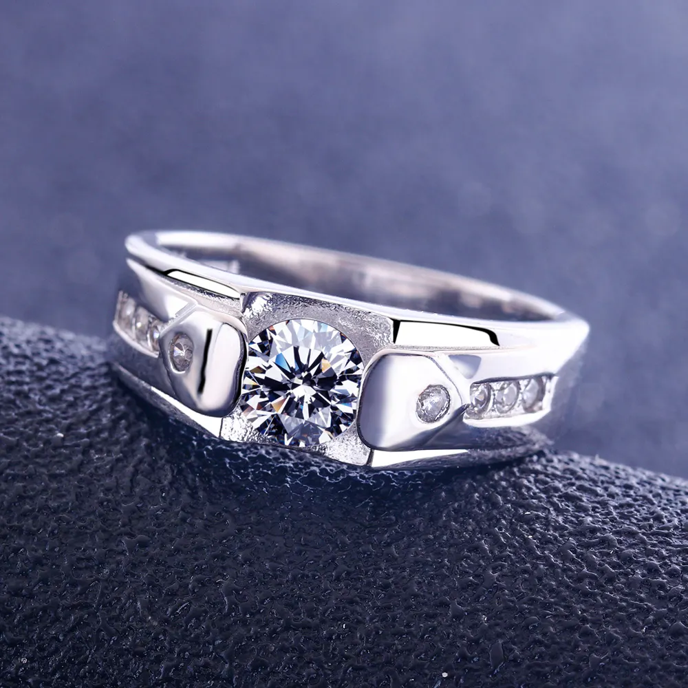 TL-049 Trendy Mode Ringe Rhodiniert Diamant Zirkonia Stein Ring 925 Sterling Silber Schmuck Türkische Männer Ringe