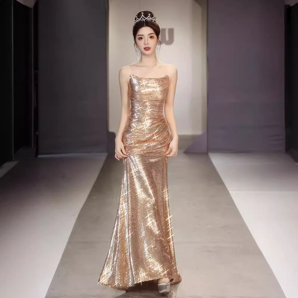 Sparkly Champagne Gold Long Dress - Elegant Floor-Length Gown Sparkly Champagne Gold Long Dress - Elegant Floor-Length Gown