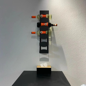 Portabottiglie da Parete Moderno Ondulato, Espositore Decorativo in Metallo <span class=keywords><strong>per</strong></span> Bottiglie di Vino, Mensola Verticale Sospesa <span class=keywords><strong>per</strong></span> Arredamento Bar - Product Image 3
