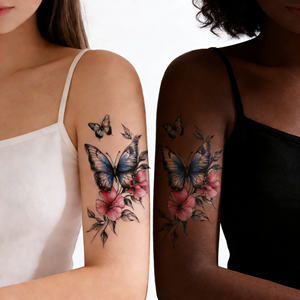 <span class=keywords><strong>Tatouage</strong></span> temporaire papillon pour bras et jambes, imperméable, longue durée, en papier, fleurs colorées, faux <span class=keywords><strong>tatouage</strong></span> autocollant, design tendance - Product Image 3