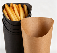 Gobelets en papier kraft pour frites, porte-frites, gobelets jetables pour gaufrettes, gobelets en papier pour snacks, vaisselle avec logo personnalisé