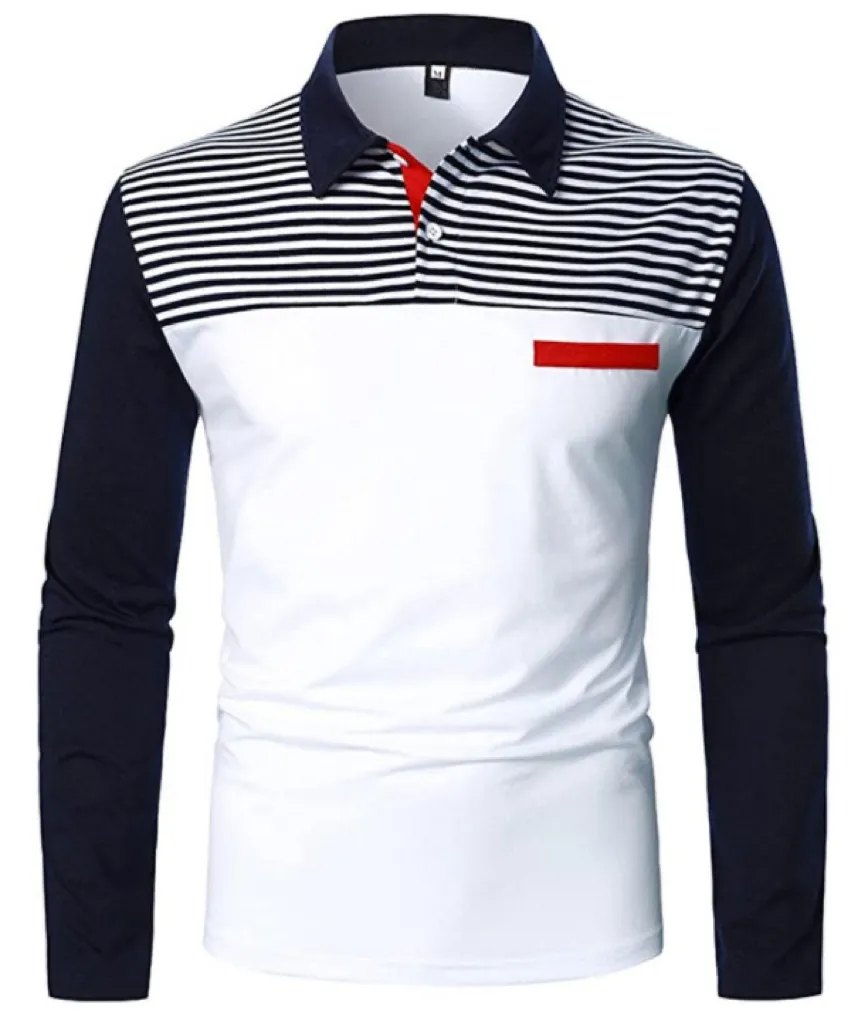 Custom Designer Luxury 3D Printing Long Sleeve T-Shirt Stripe Color Contrast Top Men's Casual Polo Shirt