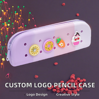 Étui à crayons en silicone avec fermeture éclair et logo personnalisé Goldsang, motif croco, mignon, DIY, sac à stylos multifonction, pochette de rangement 20x7x3cm