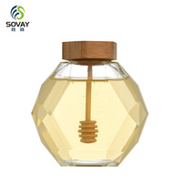 Pot en verre carré vide pour miel, confiture, conserve, contenant alimentaire, avec couvercles en métal à visser, noir ou doré, disponible en tailles 200 ml et 380 ml