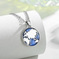 Collier rond en argent sterling 925 avec pendentif en forme de globe, bijou de voyage africain, carte du monde, nouvelle collection