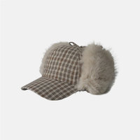 Bonnet aviateur à carreaux en maille, nouveau design hiver 2026, sport de plein air, chaud, avec fourrure