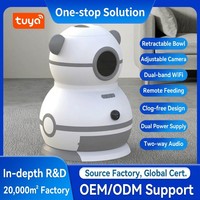 Distributeur automatique de nourriture pour animaux de compagnie Tuya Smart WiFi avec caméra 5G double bande, programmable, pour chats et chiens, bol rétractable, en plastique, rechargeable