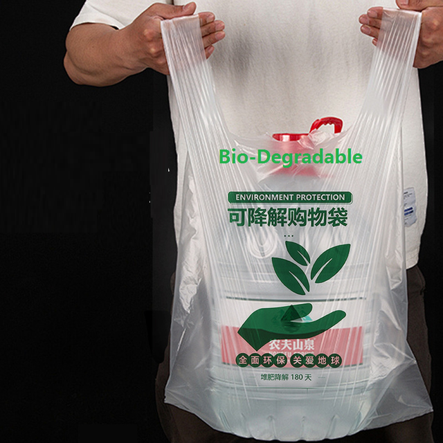 White Eco-Friendly 100% Biodegradable PLA Biobased Packaging Shopping Bags Low-Carbon Plastic-Free Custom Logo Print Wholesale