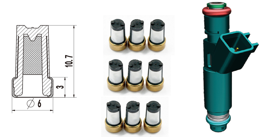 23250-21040 Fuel Injector Kit Size 6*3*10.7mm Micro Filter 11002 For Toyota Yaris micro filtro inyector universal