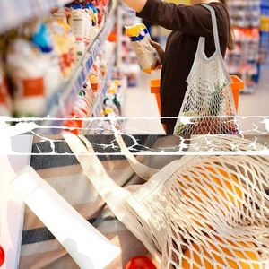Sacs de courses réutilisables en filet de polyester pour fruits et légumes, avec longues poignées - Product Image 3