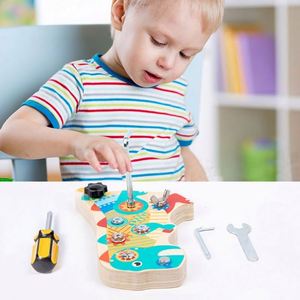 Sturdy Durable Montessori <b>Tools</b> Autism Sensory Wooden Toy Dinosaur Shape Screwdriver Board <b>Set</b> - Product Image 3
