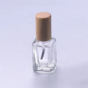 15ml BNP Square Glass Gel Bottle Nail Polish With Round Bamboo Brush Cap