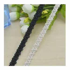 Wholesale Cheap DIY Designer Curved Black Beige Lace for Clothes Decoration Sewing Accessories1cm Braided ribbon trim gold