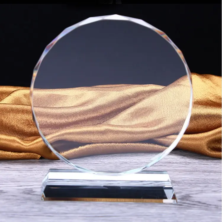 Estilo clássico K9 Crystal Circle Round Customized Design Crystal Glass Awards Para Presentes De Lembrança