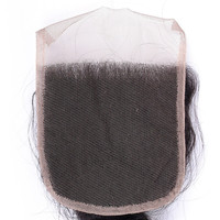 Rambut Asli Manusia Model Loose Wave 4x4 Lace Closure Tampilan Alami Belahan Tengah/Bebas  Remy Front Hair Piece Grosir