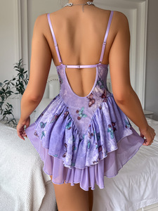Robe de scène amincissante imprimée et brodée à bretelles sexy pour l'industrie lourde, robe de performance, robe de lingerie sexy pour femme - Product Image 5
